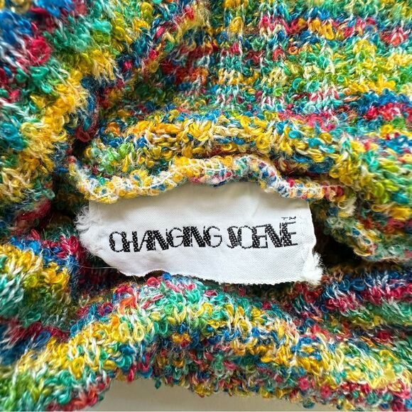 CHANGING SCENE Cream Vintage 79’s 80’s Velour Loose Turtleneck Sweater Sz M 32 - Picture 4 of 7